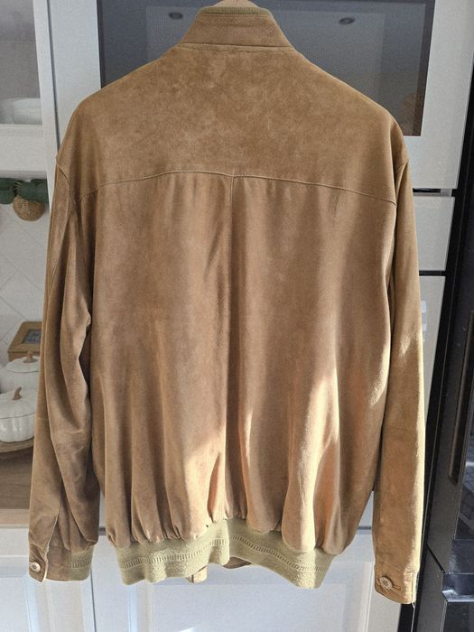 Kurtka ze skóry naturalnej zamsz XL męska bomber pilotka brązowa