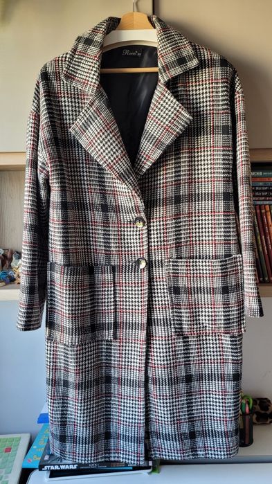 NOWY Płaszcz damski klasyczny przejściowy oversize rozm.38