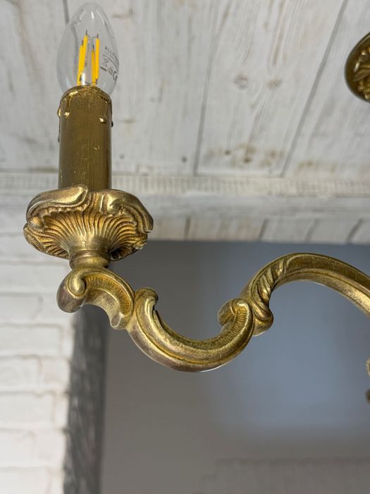 Francuski Żyrandol nr. 47 Francja, mosiądz 3-ram Antyk Lampa