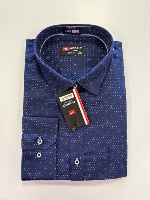Koszula męska elegancka granatowa slim fit 43/44