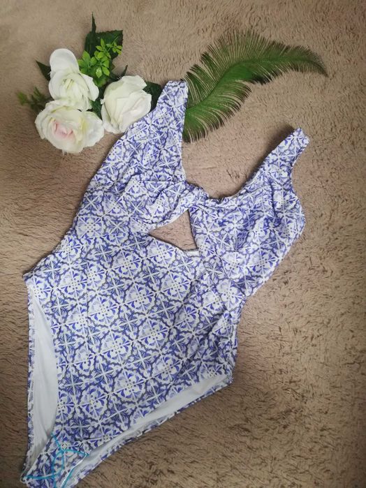 Asos Design strój kąpielowy w niebieski kafelkowy rozm. 40