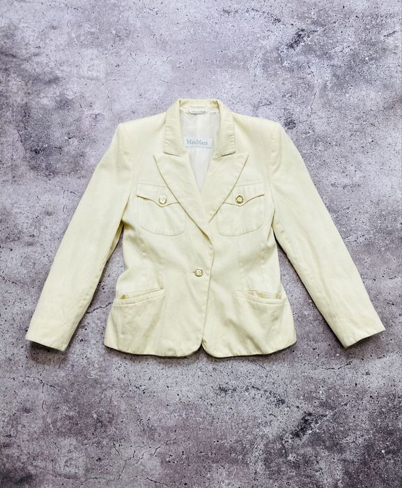 Женский белый молочный пиджак Max Mara S/M олд мани винтаж