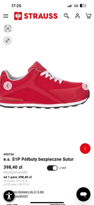 Buty Strauss czerwone S1 rozm 39