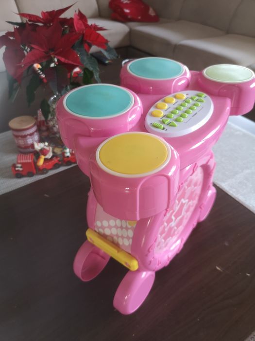 Perkusja bęben różowy carousel instrument zabawka edukacyjna interakty