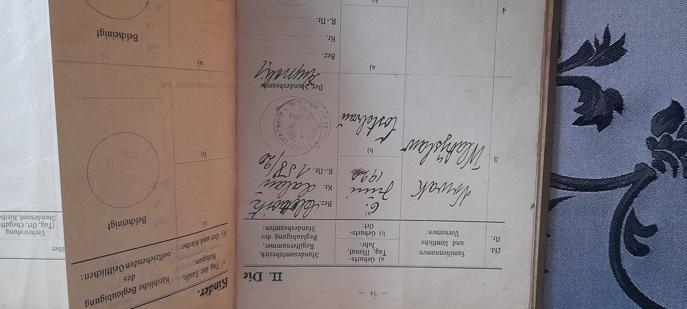 niemiecki stary dokument 1916r Famillien Stammbuch