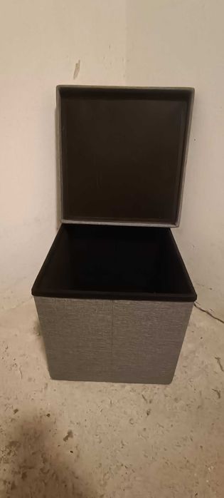 Pufa składana ze schowkiem szara