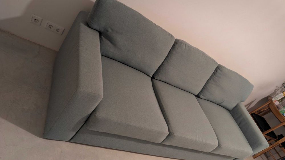 Sofá-cama IKEA BÅRSLÖV 3 lugares, cinzento-turquesa – ótimo estado