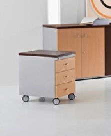 Bloco rodado 3 gavetas estrutura metálica e tampo madeira cores