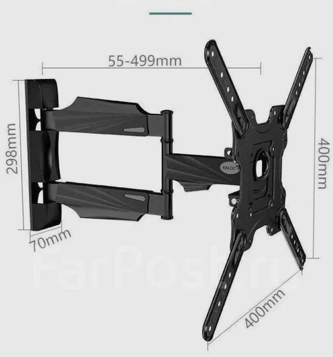 Настінне кріплення для телевізора V-Star P4 Black 24"- 65" Max 30 kg VESA: 400x400 mm Кронштейн для телевізора з поворотом і нахилом