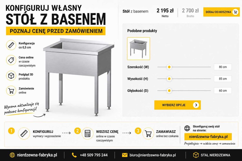 Baseny gastronomiczne na wymiar | wycena online | Nierdzewna Fabryka