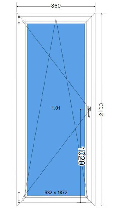 Okno balkonowe PCV 86x210 BIAŁE 3szyby PROMOCJA cena HIT!