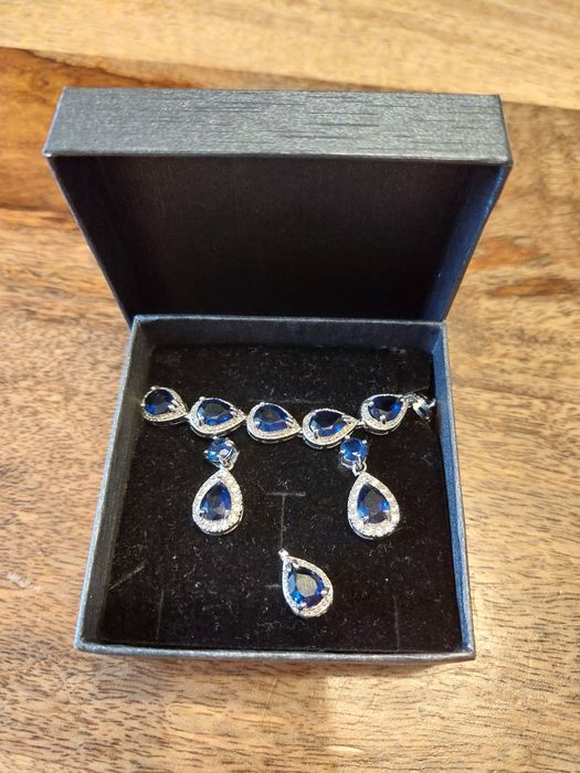 Bransoletka kolczyki chabrowe/ kobaltowe/ srebro