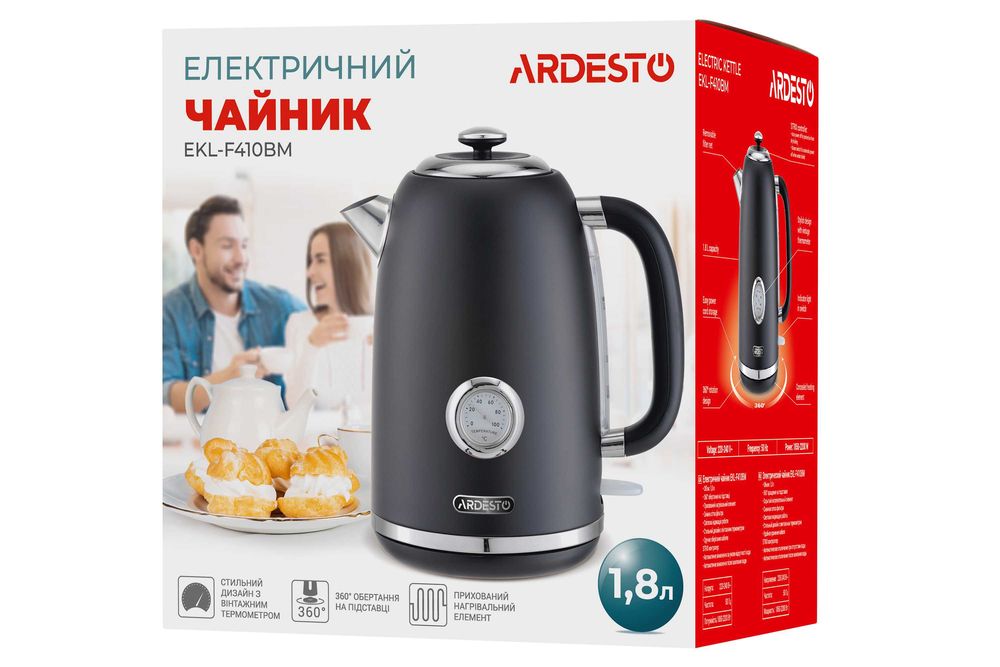 EKL-F410BM/BG Електрочайник 1.8л 2200Вт Ardesto контроллер Strix