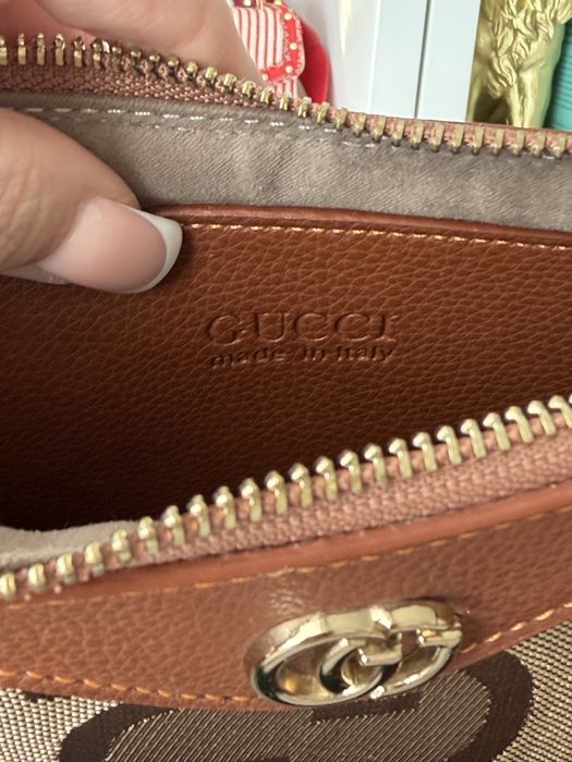 Torebka Gucci monogram brazowa mała z łańcuszkiem