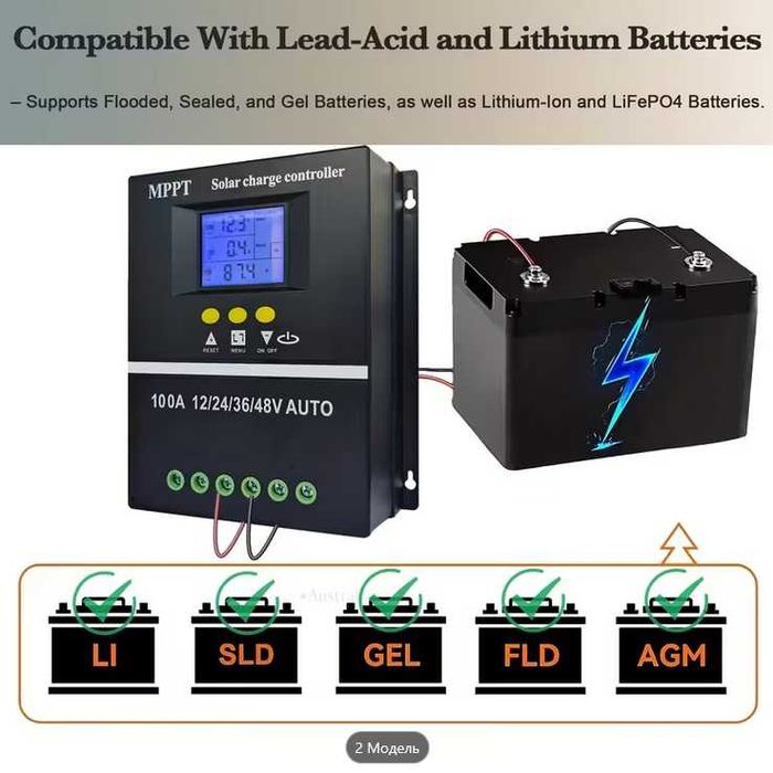 МППТ Контроллер заряда солнечной батареи  60A, 12V/24V/36V/48V