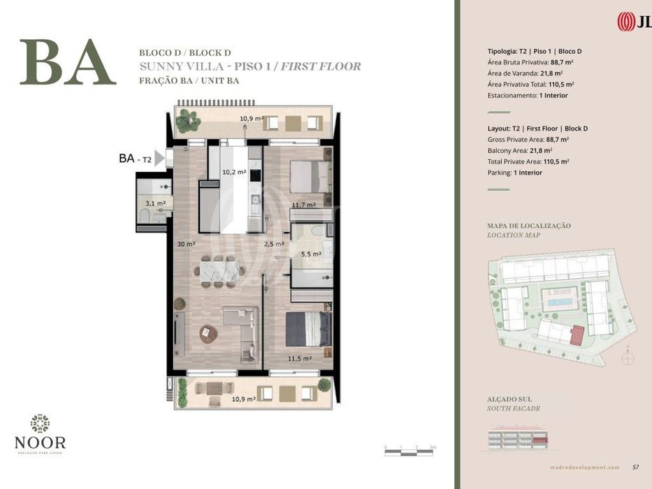 Apartamento T2, novo, no NOOR - Exclusive Pure Living, Tavira, Algarve