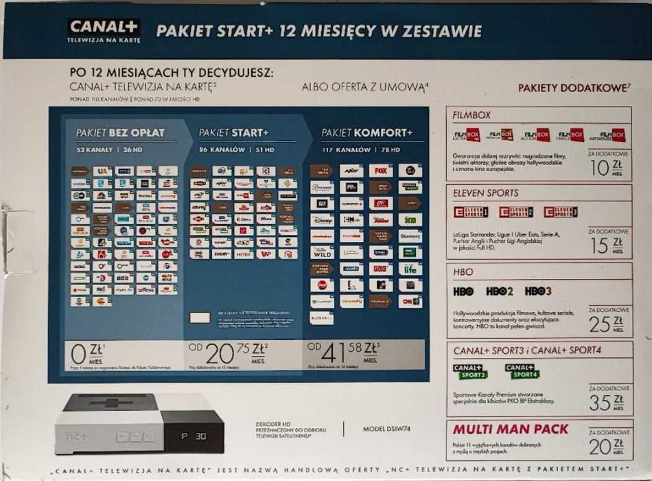Dekoder Sagemcom DSIW74 Telewizja Na Kartę NC+
