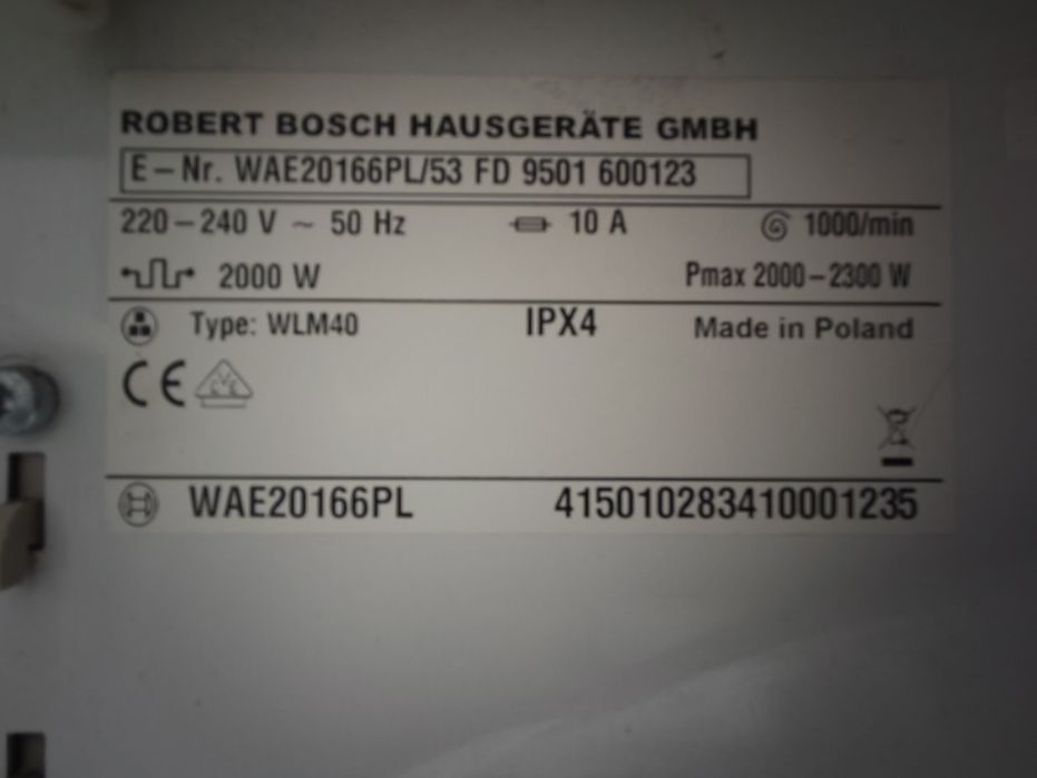 Пральна машина Bosch WAE20166PL з Європи
