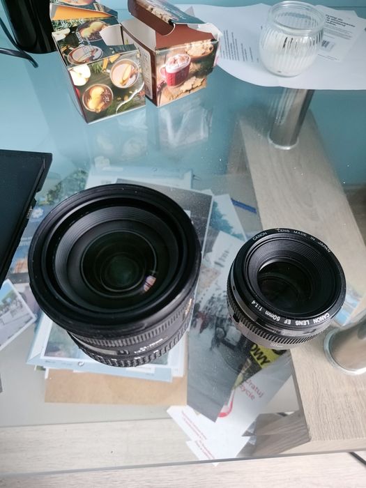 Dwa obiektywy Canon EF 50 F1.4, Sigma 24-70 F2.8