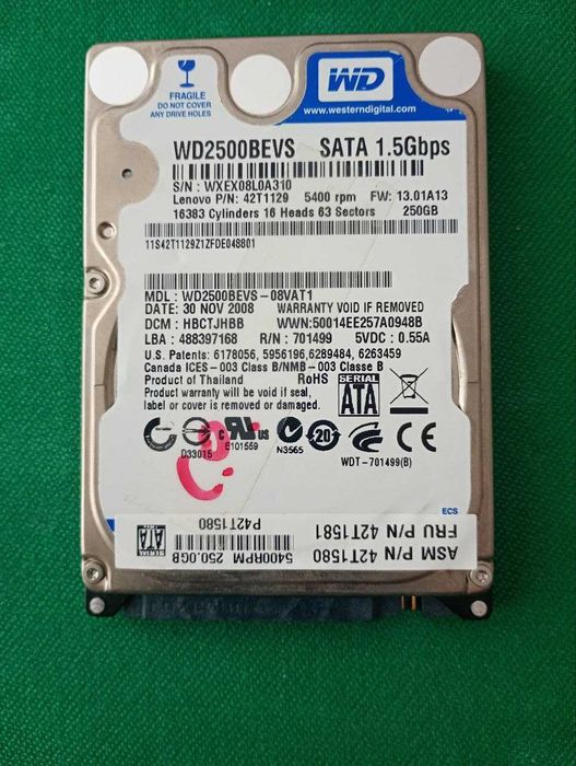 Жесткий диск 2.5 250 GB WD Blue