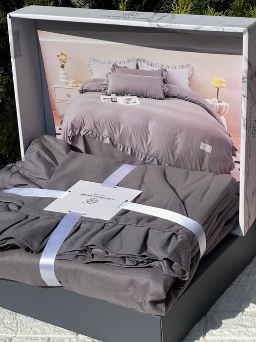 Суперціна! Постельное белье с рюшами сатинова постільна білизна