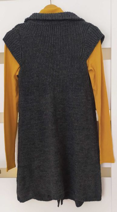 Włoski sweter narzutka wełna moher + bluzka z golfem New Look 38