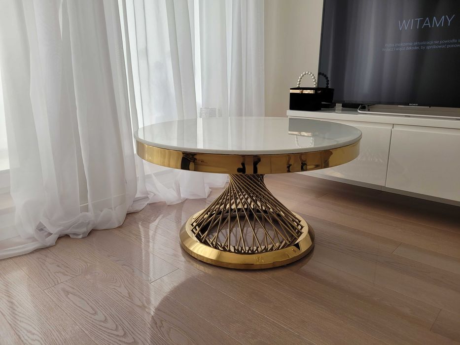 Ława Luxury Złota, glamour, okrągła, AKANT Meble