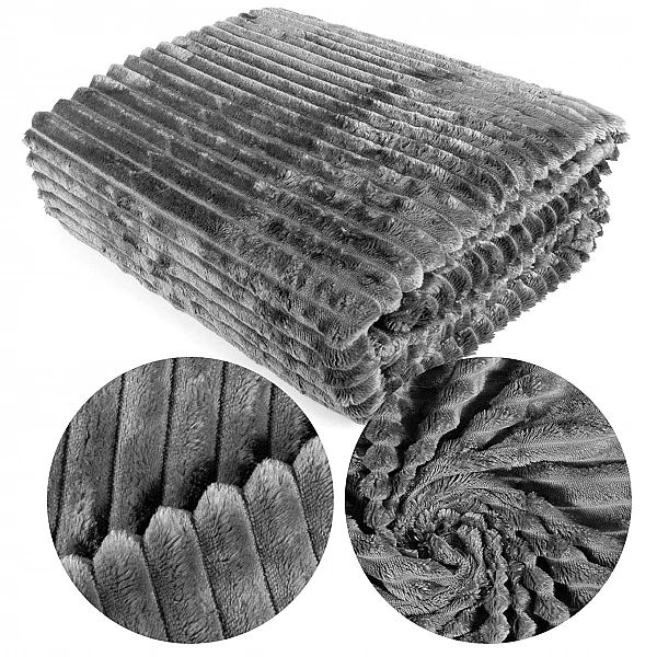 Koc 200x220 Mikrofibra Tłoczona Ardea Pasy 10