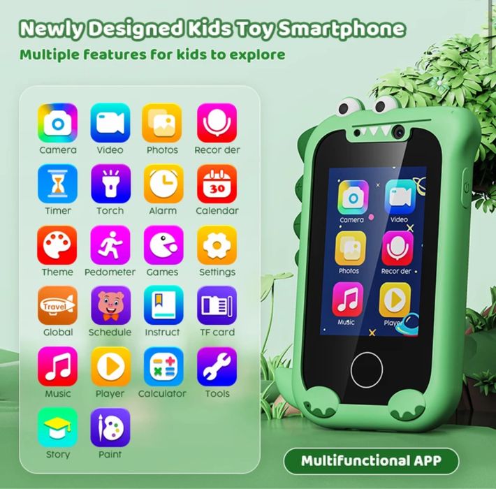 Телефон динозавр зелений зеленый смартфон дитячий детский