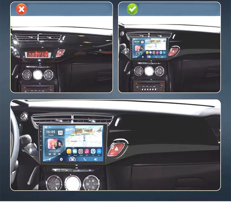 RÁDIO GPS 9'' ANDROID 13 CITROEN C3 MK2SC 09-16 2 DIN 4GB+64GB