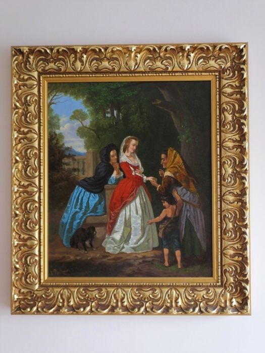 Obraz R.Buckner - Scena Rodzajowa XIX w. - antyk