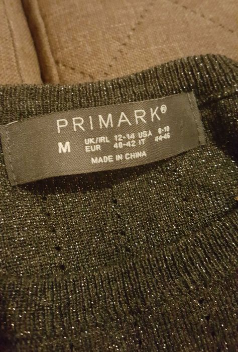 Błyszczący dzianinowy top bez rękawów Primark M 38 / S 36 Srebrna nić Lurex casual chic