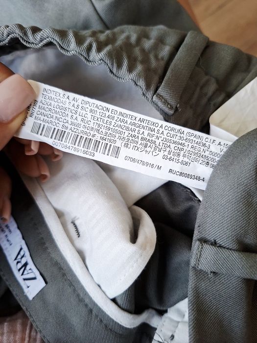 Spodnie Zara Chino Spodnie Chinosy szałwiowa zieleń Spodnie męskie prosta Nogawka Rozmiar M