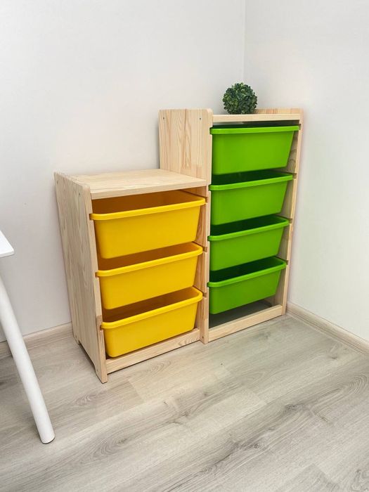 Комод для іграшок з контейнерами,  дерев'яний як ікеа
