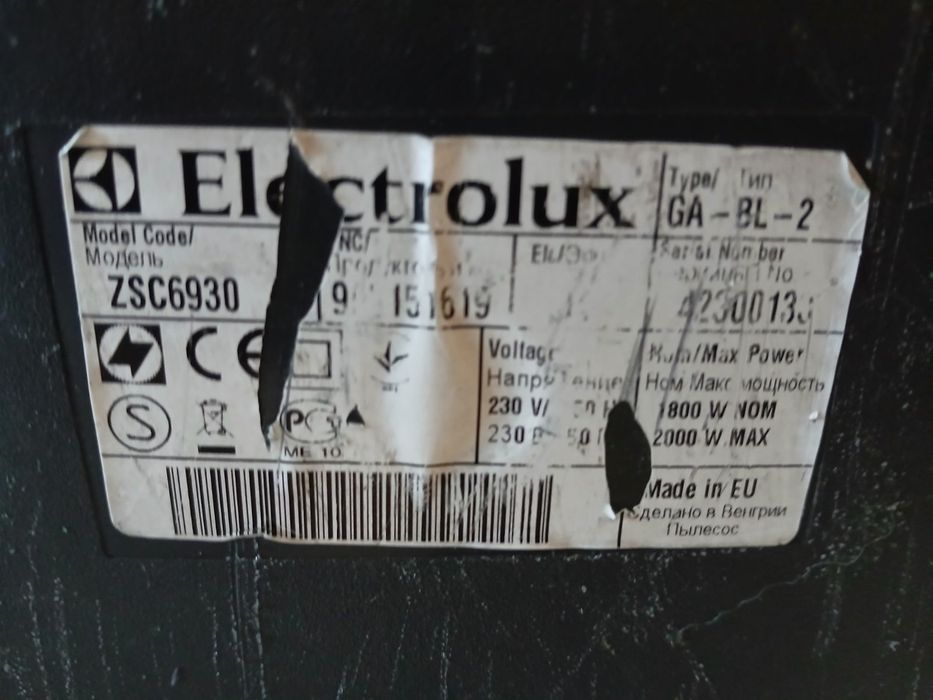 пылесос Electrolux ZSC6930
Модель:  Electrolux ZSC6930 .