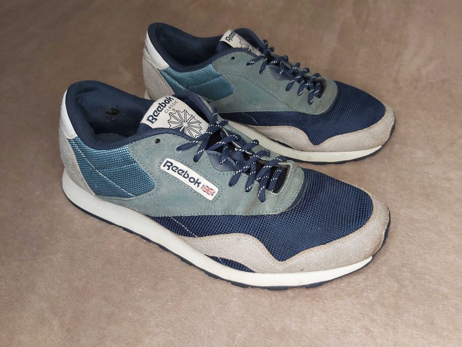 43р Кросівки Reebok Classic Nylon MU  28см Замш Беж Голубі Бірюзові 28 Кроссовки Рибок 43 Кросівки класичні Рібок сині сірі