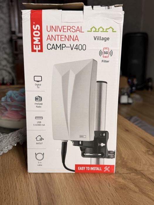 Antena zewnetrzna EMOS CAMP V400 DVB T2 FM DAB 5G filtr