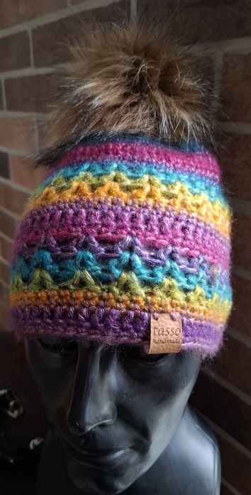 Ażurowa, ciepła czapka handmade
