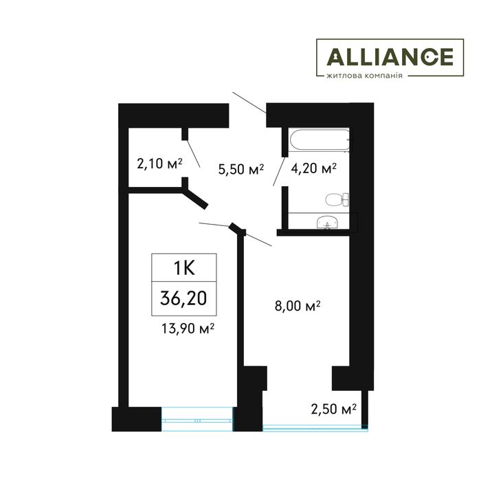 Готова 1к квартира, 4й поверх, Княгинин
