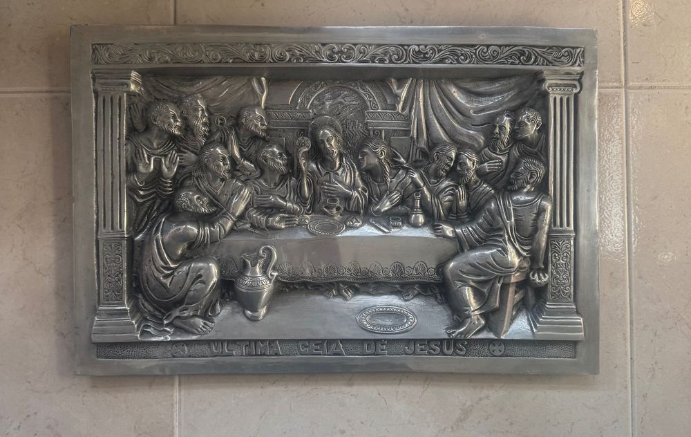 Quadro última ceia e prato