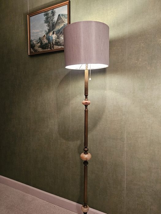 Mosiężna lampa podłogowa  Vintage Marmur