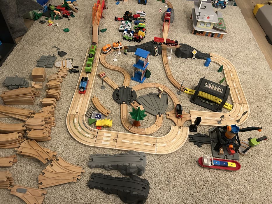 Tory drewniane kolejka zestaw Wiele elementów i pociągi IKEA Brio Lidl