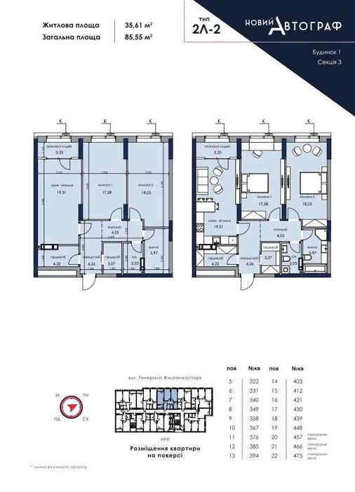 Двокімнатна готова квартира на Парк ЖК Новий Автограф