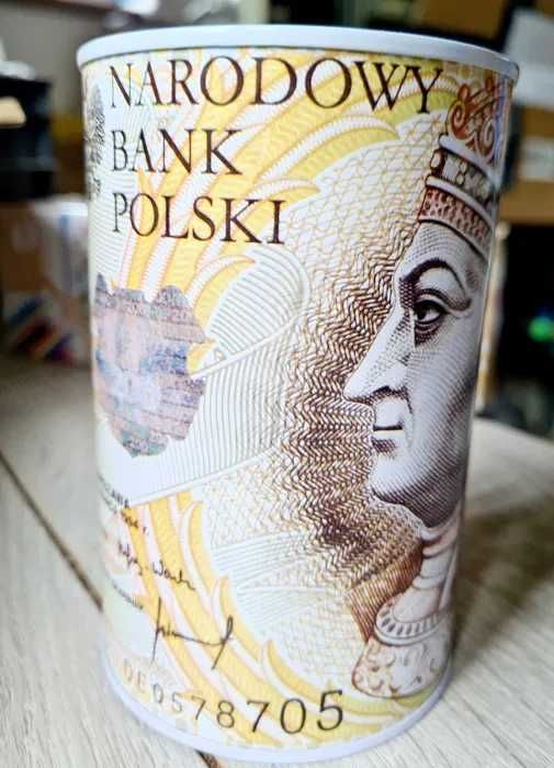 Nowa Skarbonka puszka na oszczędności Kieszonkowe banknot 200 zł