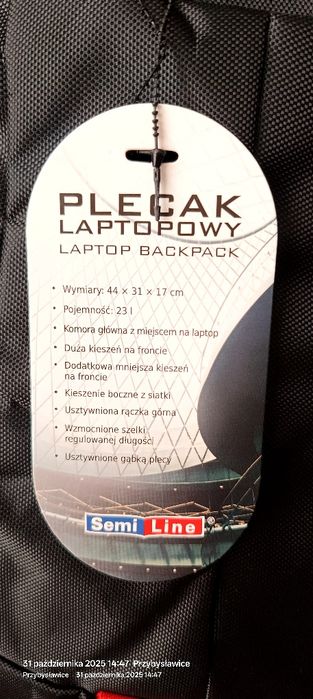 Plecak na laptopa itp SemiLine nowy mocny
