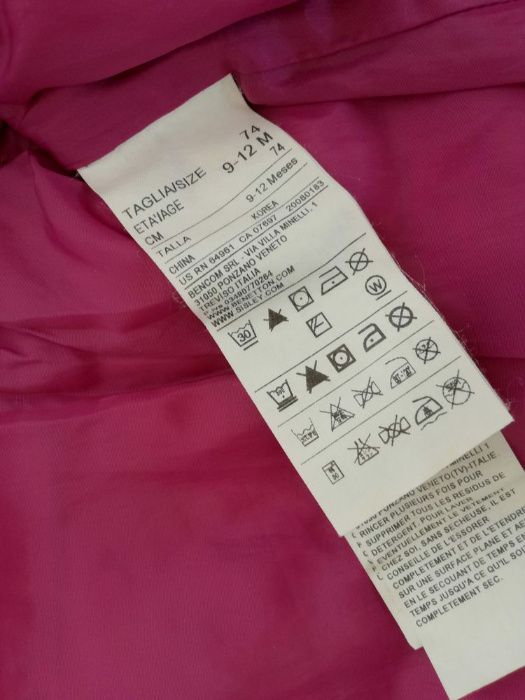 BENETTON puch płaszczyk zimowy różowy 74 80