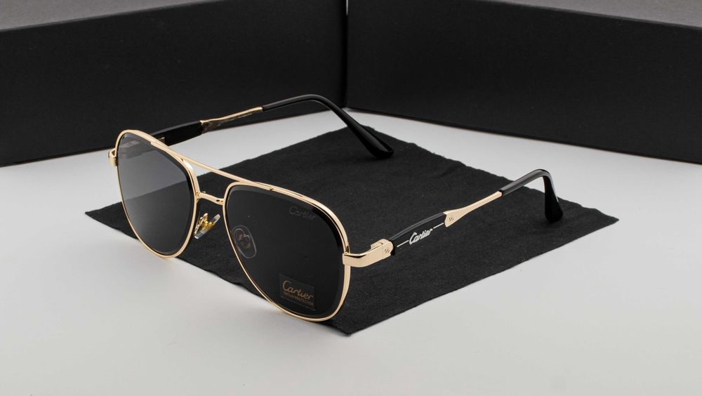 Чоловічі сонцезахисні окуляри Cartier NEW 2026 | UV400 | авіатор | футляр в комплекті | металева оправа
