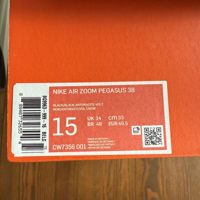 Нові Кросівки Air Zoom Pegasus 38 (Розмір 49.5) CW7356-001