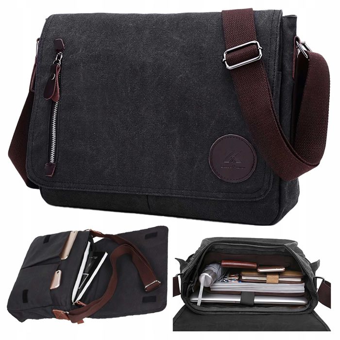 TORBA Męska do Pracy Aktówka A4 Na ramię laptopa listonoszka podróżna