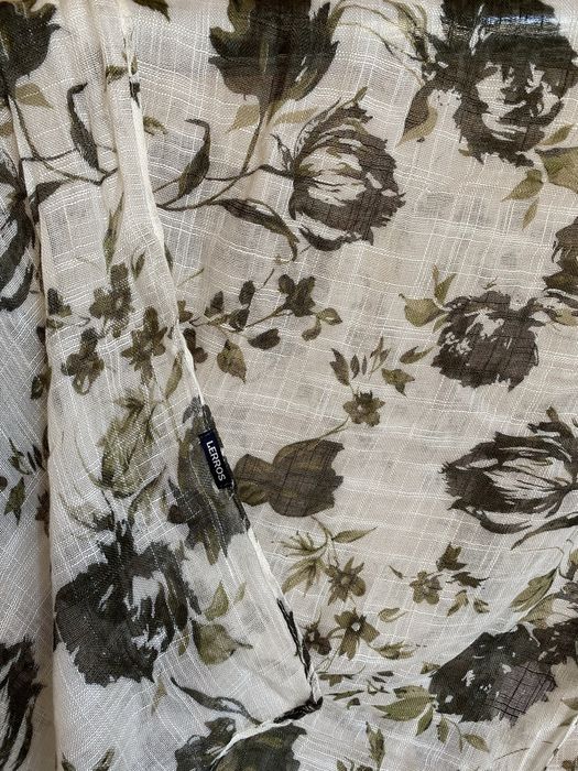 Вишуканий шарф LERROS з квітковим принтом у кольорі хакі